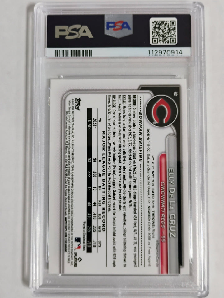 2024 Bowman Chrome Baseball Elly De La Cruz #42 PSA GEM Mint 10