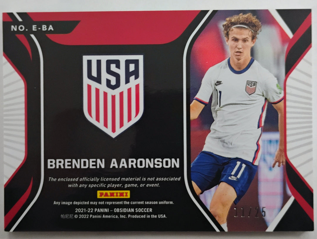 2021-22 Panini Obsidian Soccer Brenden Aaronson #E-BA Eruption 11/25