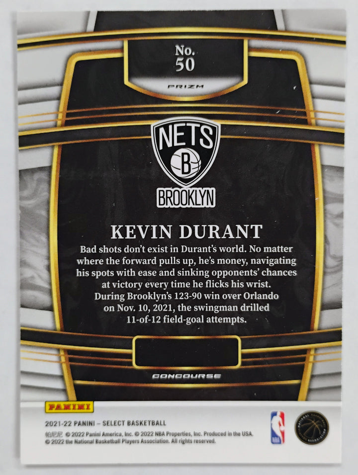 2021-22 Panini Select Basketball Kevin Durant #50 Concourse Prizm Green/Silver/Purple