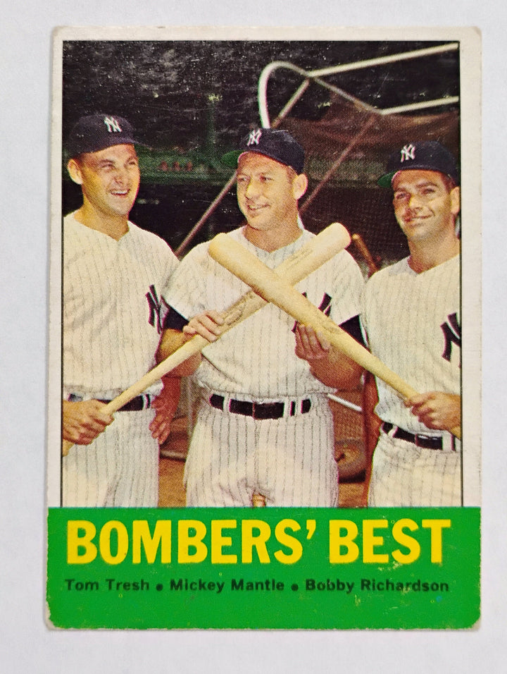 1963 Topps Baseball Bomber's Best #173 Tresh/Mantle/Richardson