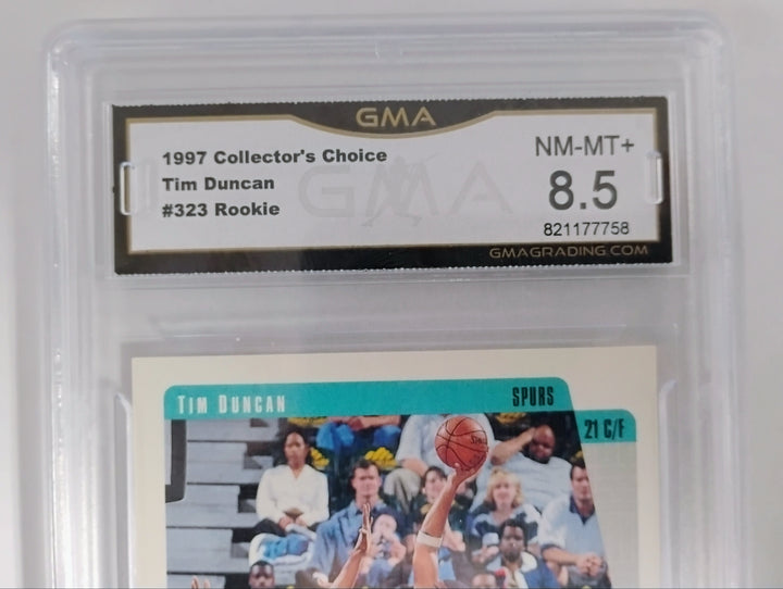 1997 Collector's Choice Basketball Tim Duncan RC #323 GMA 8.5 NM-MT