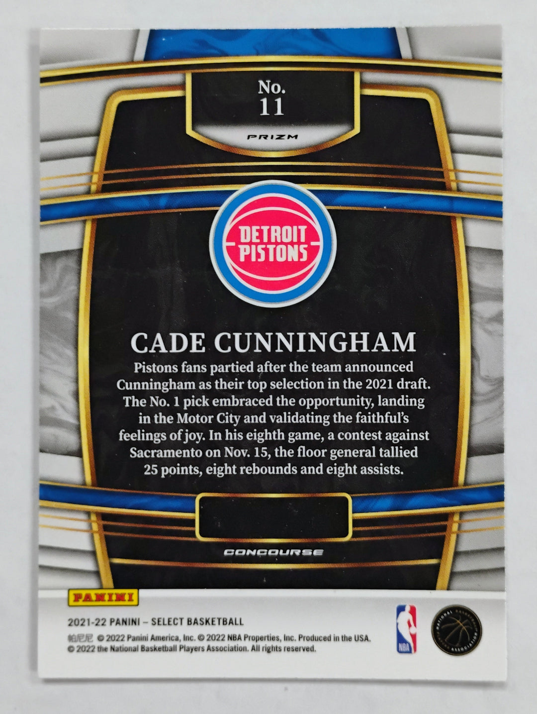 2021-22 Panini Select Cade Cunningham Concourse Rookie Silver Prizm #11