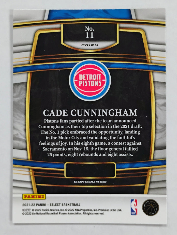 2021-22 Panini Select Cade Cunningham Concourse Rookie Silver Prizm #11