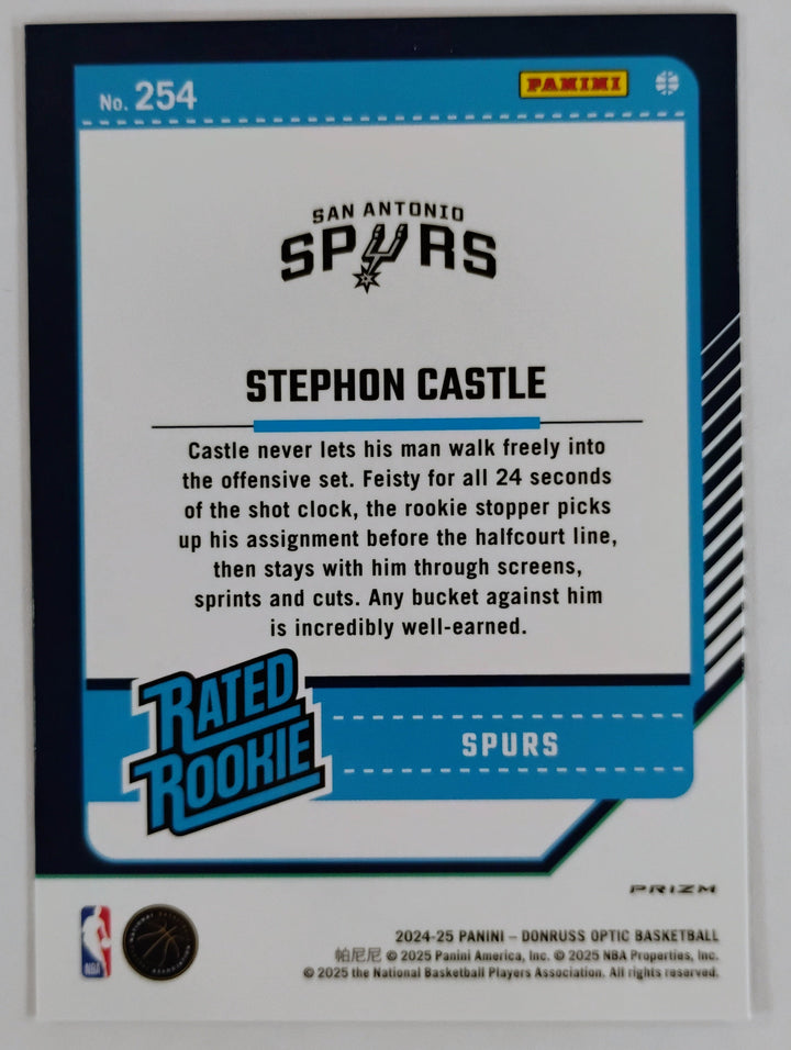2024-25 Donruss Optic Football Stephen Castle RC #254 Blue Velocity Prizm