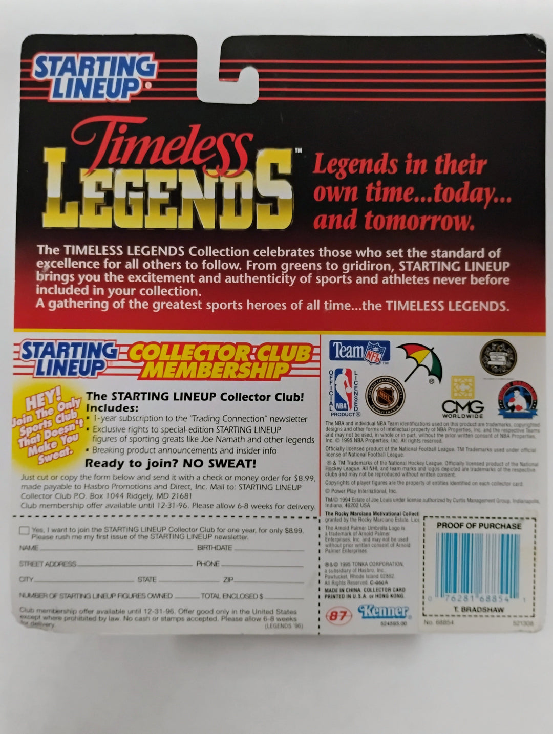 1995 Kenner Starting Lineup Timeless Legends Football Terry Bradshaw Sealed
