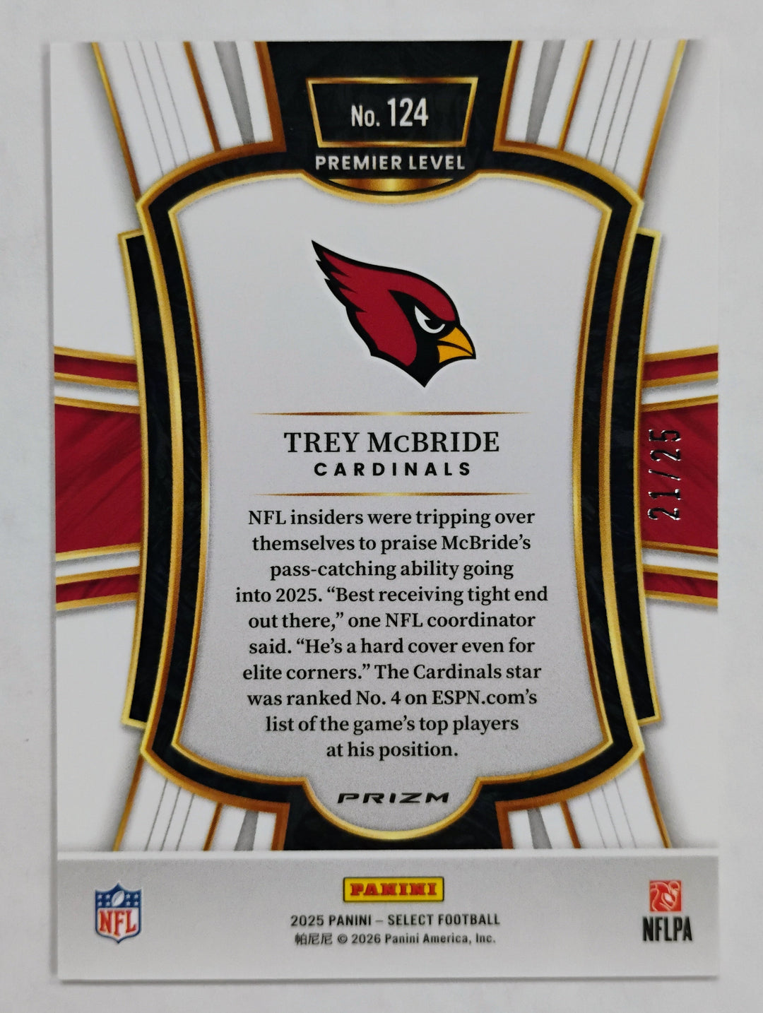 2025 Panini Select Football Trey McBride Premier Level #124 Tie-Dye /25