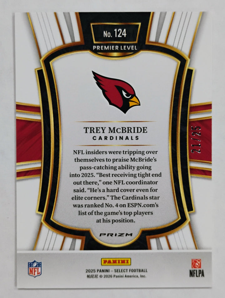 2025 Panini Select Football Trey McBride Premier Level #124 Tie-Dye /25