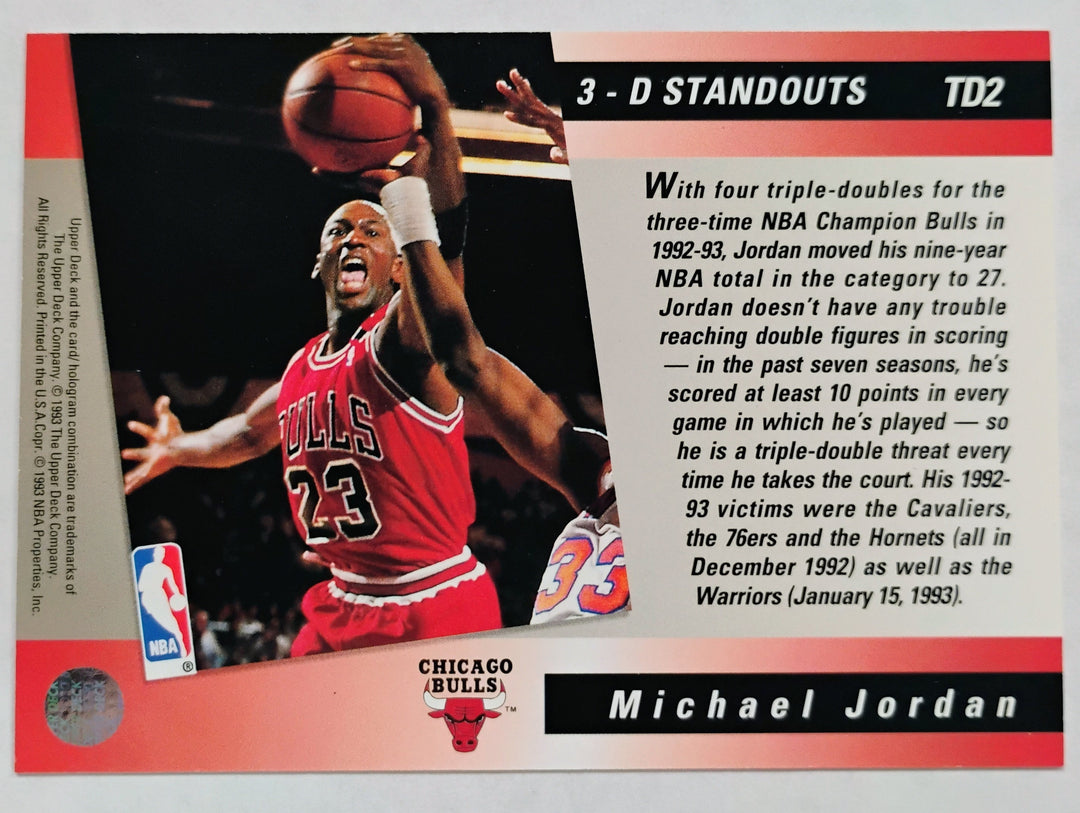 1993-94 Upper Deck Baskeball Michael Jordan #TD2 3-D Standouts Triple Double