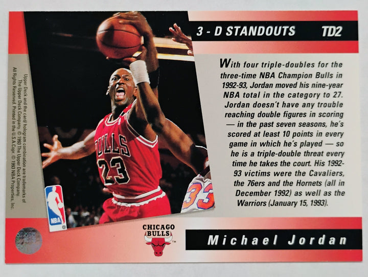 1993-94 Upper Deck Baskeball Michael Jordan #TD2 3-D Standouts Triple Double