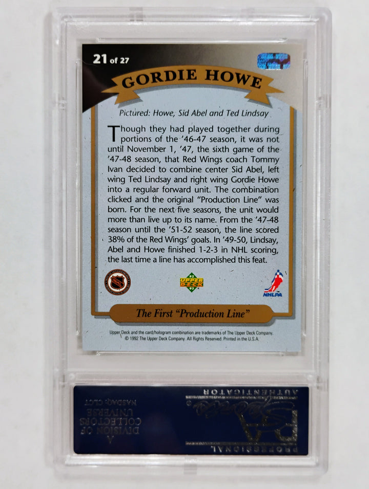 1992 Upper Deck Hockey Howe Heros #21 Howe/Able/Lindsay PSA/DNA Certified 7.5 NM+
