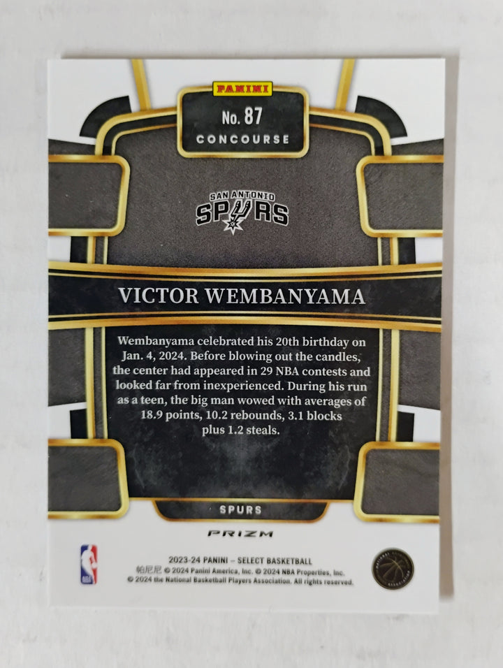 2023-24 Panini Select Victor Wembanyama #87 Tectonic Concourse Prizm