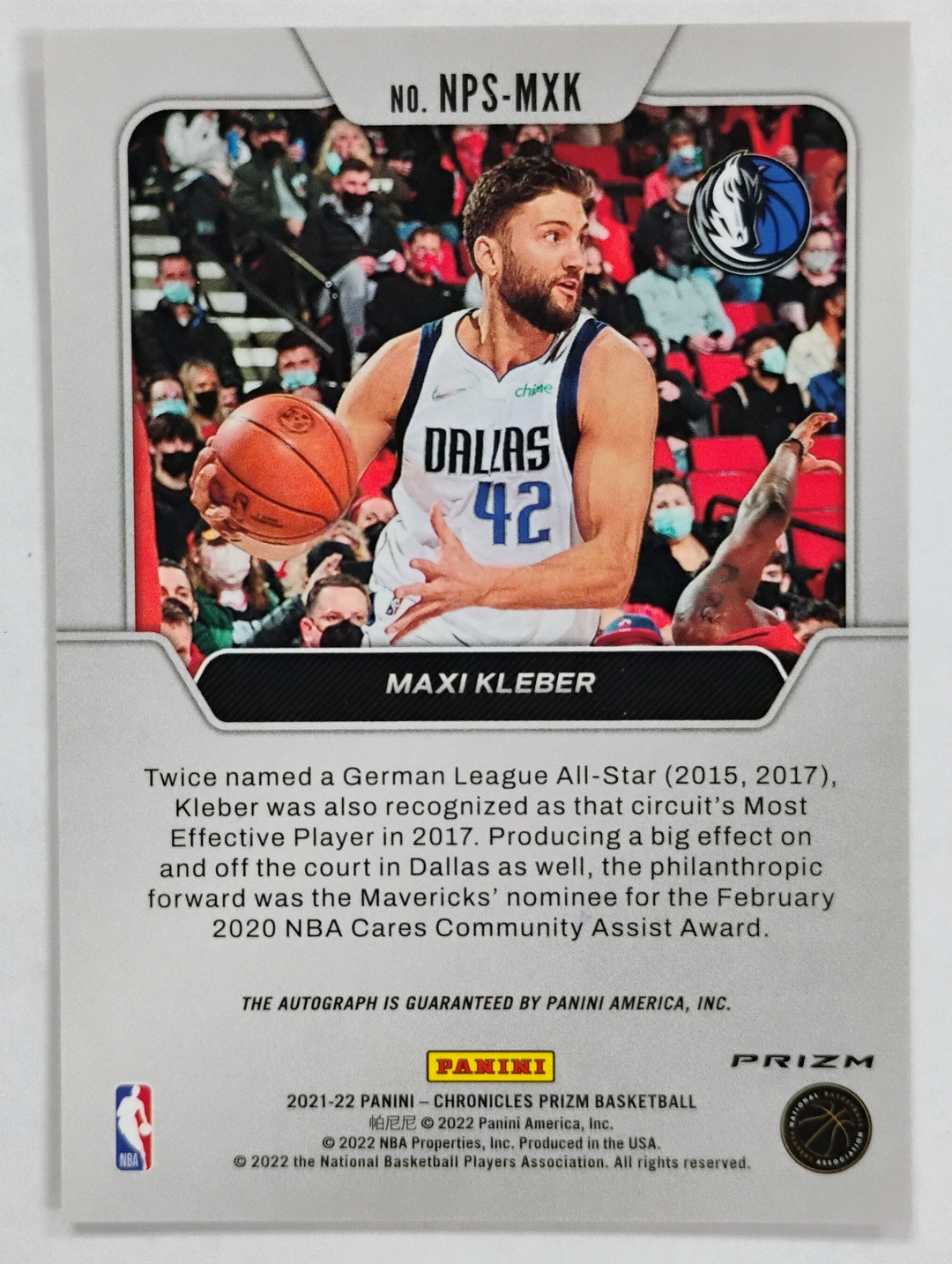2021-22 Panini Chronicle Prizm Basketball Maxi Kleber #NPS-MXK National Pride Prizm