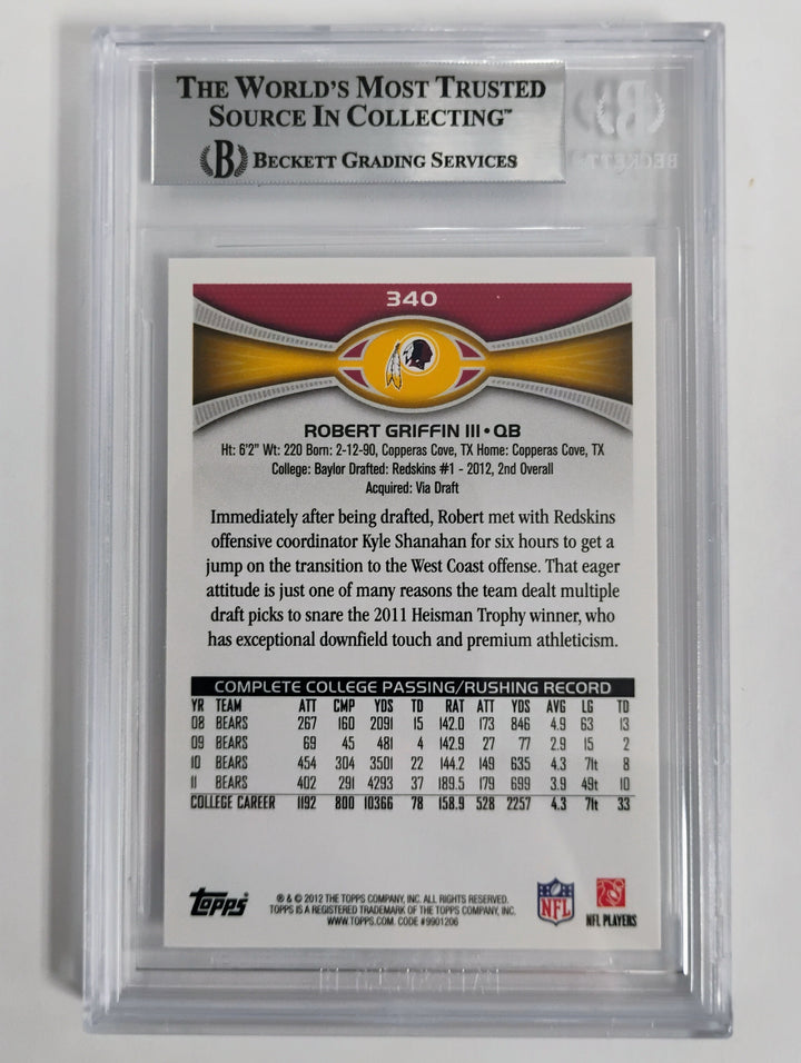 2012 Topps Football Robert Griffen III Leaping Pose Factory Set Insert BGS 9