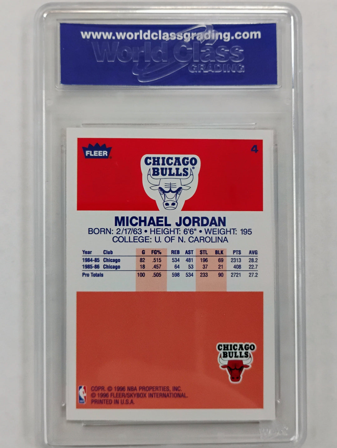 1996-97 Fleer Michael Jordan #4 Decade Of Excellence WCG 10