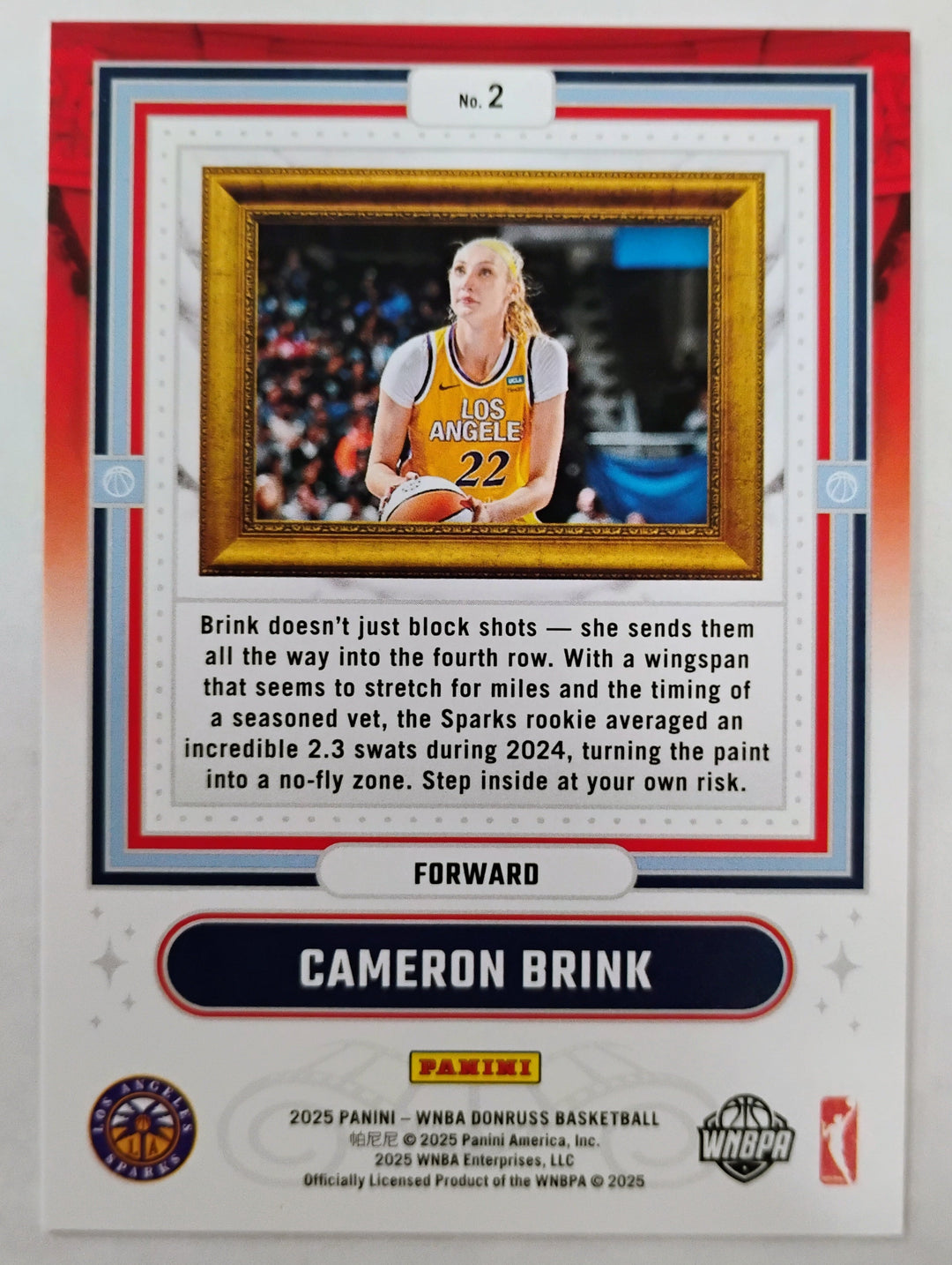 2025 Panini WNBA Donruss Basketball Cameron Brink #2 Franchise Features 29/75