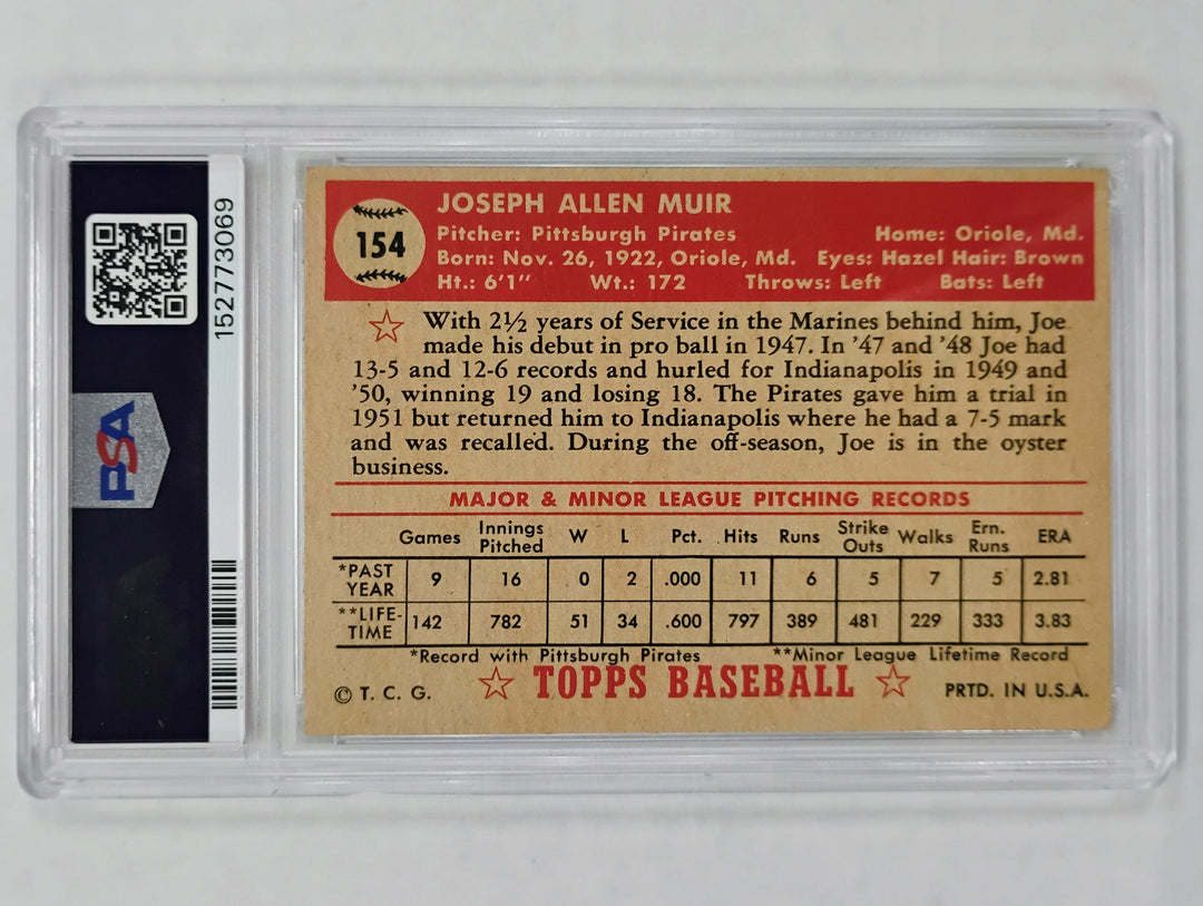 1952 Topps Baseball Joe Muir #154 PSA 5 EX