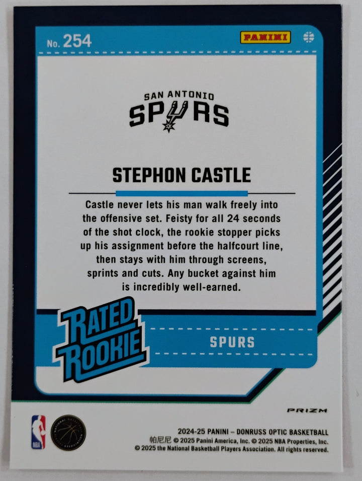 2024-25 Donruss Optic Basketball Stephen Castle RC Hyper Pink Prizm