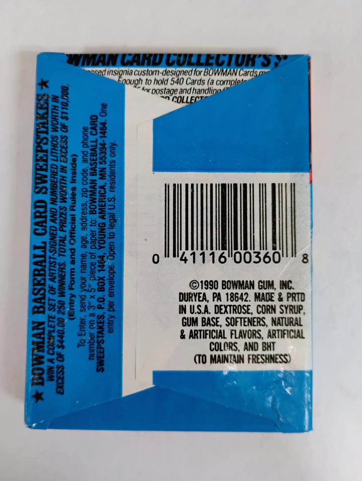 1990 Bowman Baseball  Sealed Wax Pack