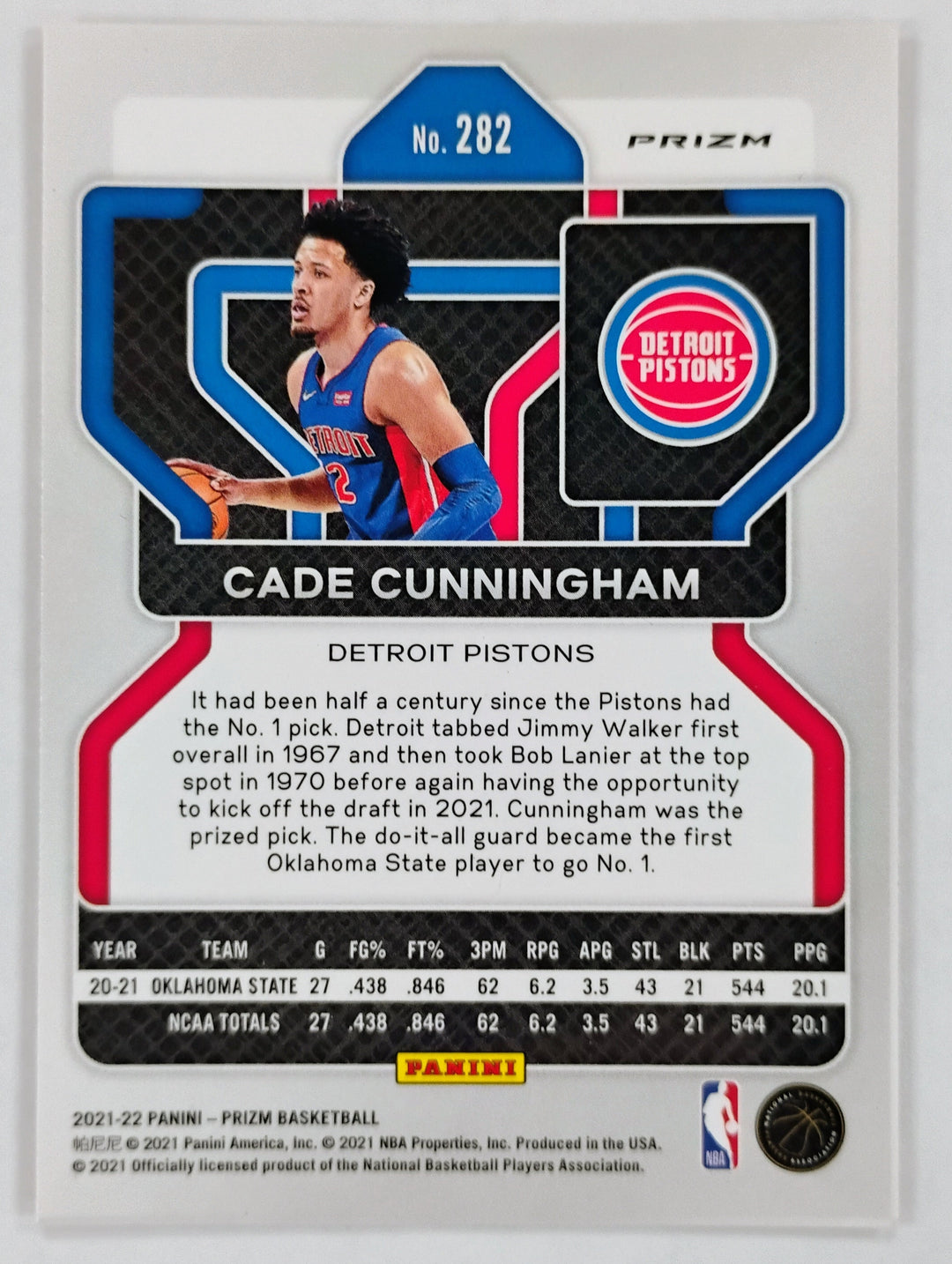 2021-22 Panini Prizm Basketball Cade Cunningham RC #282 Red Cracked Prizm