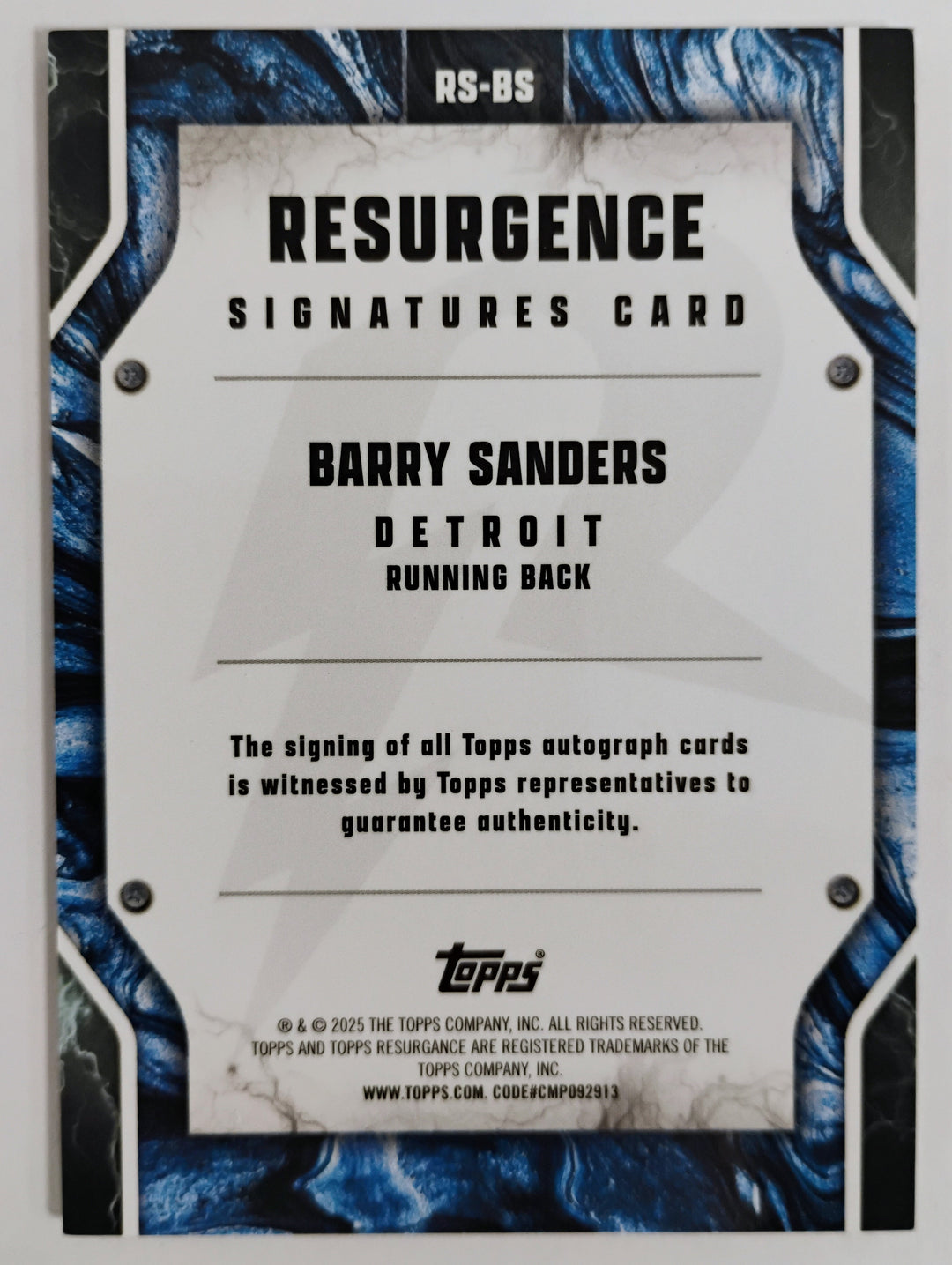 2025 Topps Football Barry Sanders Resurgence Lime Green Static Auto #'d 15/15