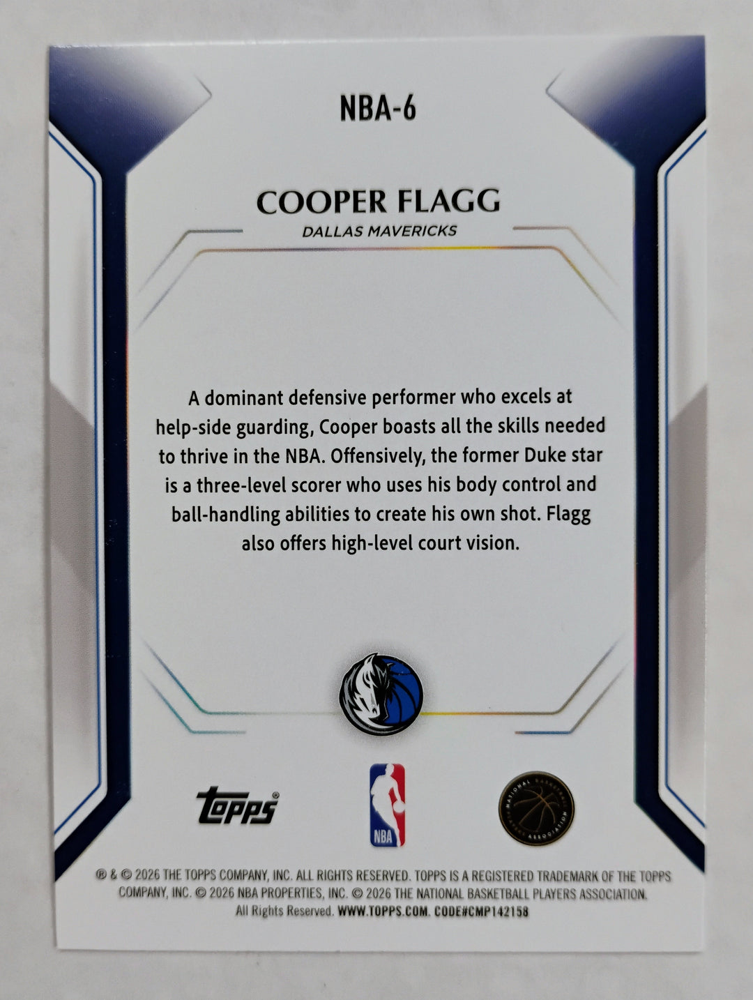2026 Topps Basketball Cooper Flagg RC #NBA-6