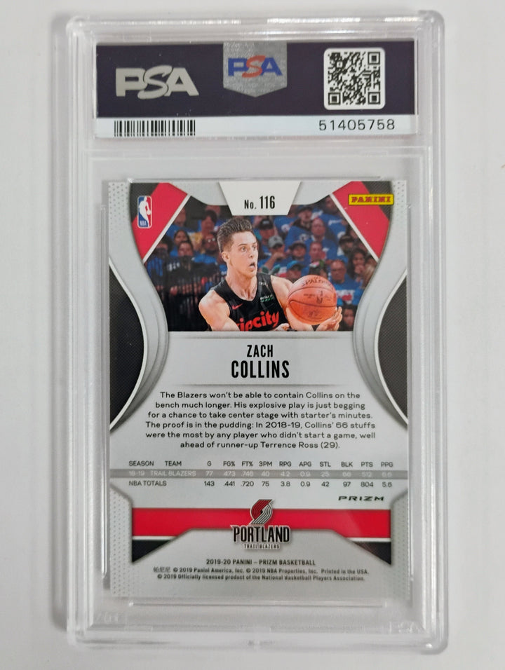 2019 Prizm Basketball Zach Collins #116 Silver Prizm PSA 10 GEM MT