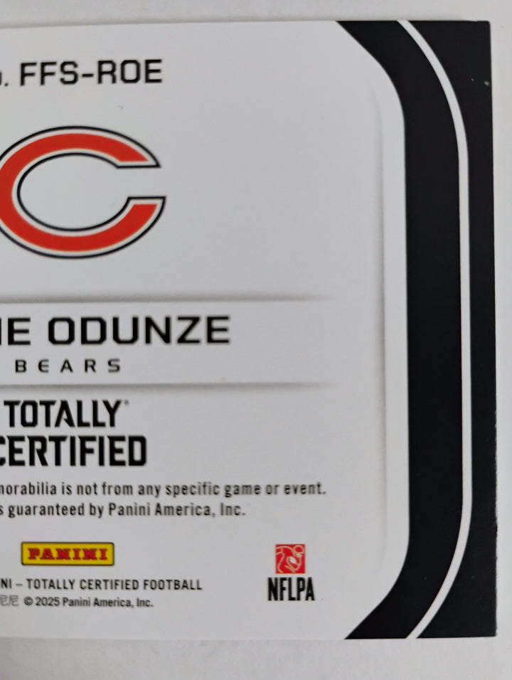 2024-25 Panini Totally Certified Football Rome Odunze RC Auto/Relic # FFS-ROE