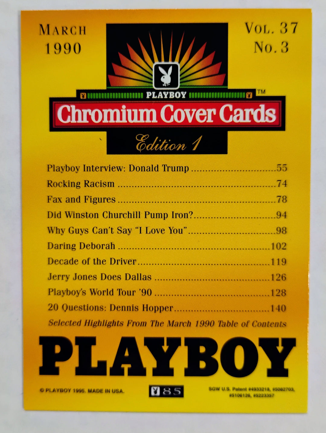 1995 Playboy Donald Trump #3 Vol. 37 Chromium Cover Cards Edition 1