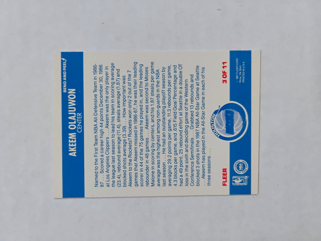 1987-88 Fleer Basketball Akeem Olajuwan #3 Sticker