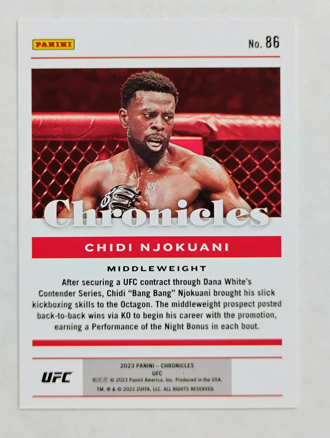 2023 Panini Chronicles UFC Chidi Njokuani RC #86 Green /99