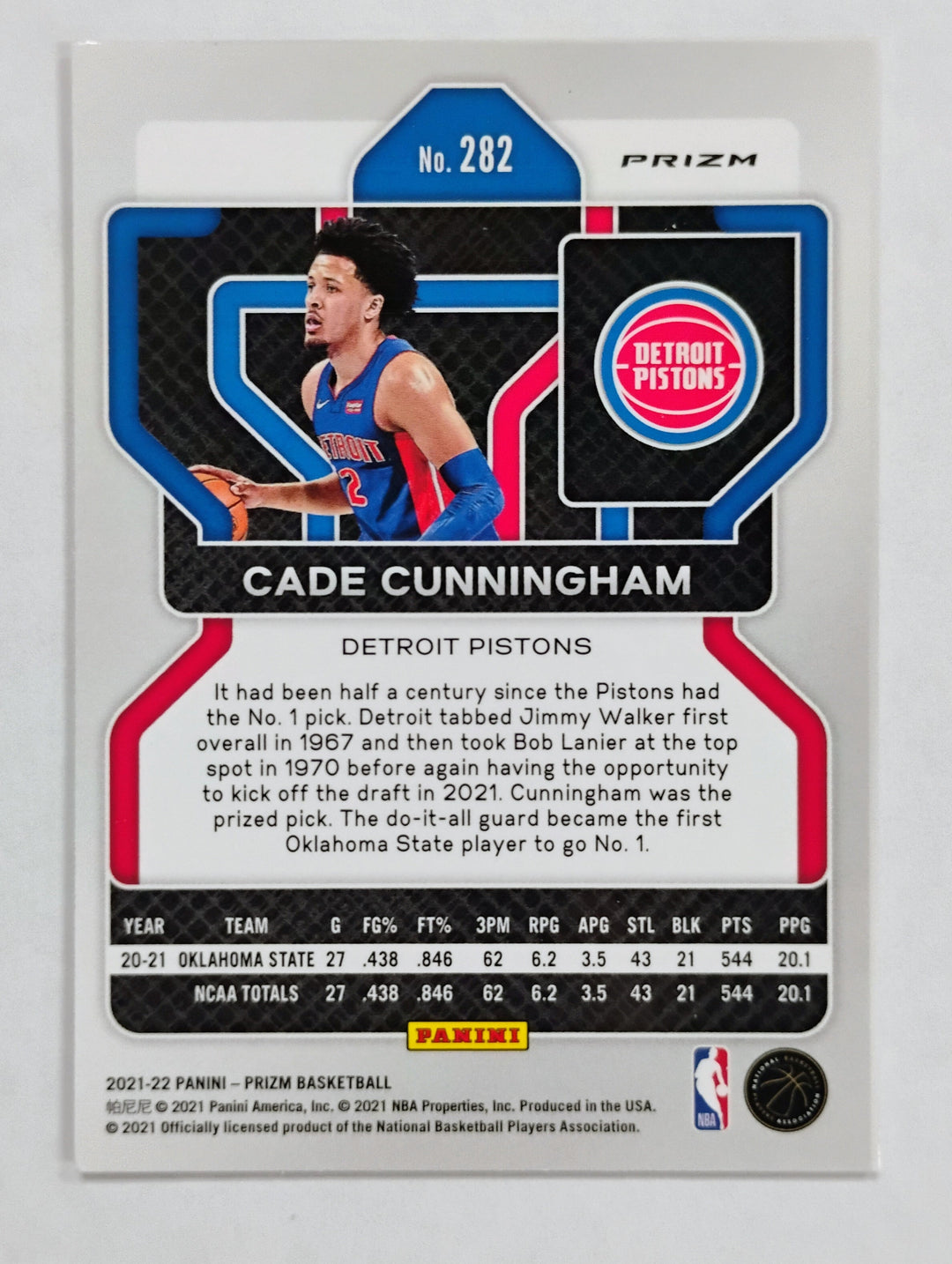 2021-22 Panini Prizm Cade Cunningham RC #282 Silver Cracked Ice Prizm