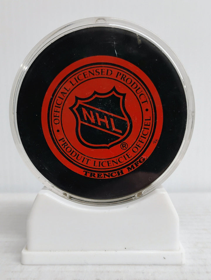 Detroit Red Wings Hockey Sid Abel #12 H.O.F. 1969 Inscribed Autograph Puck W/Stand No COA