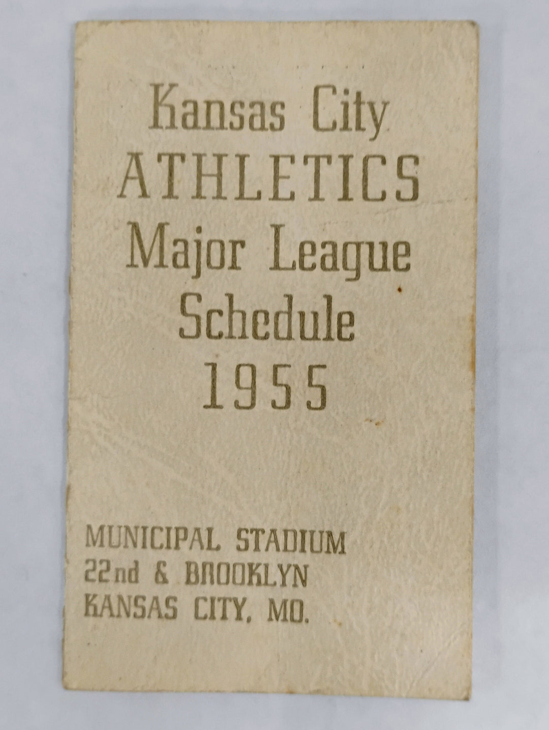 1955 Kansas City Athletics Major League Pocket Schedule