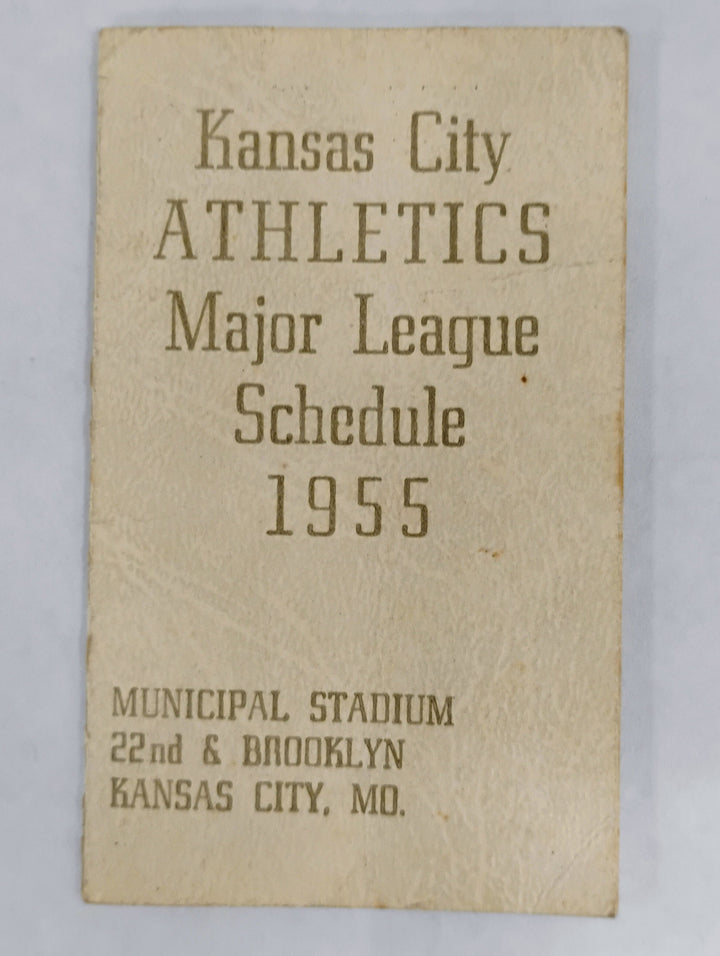 1955 Kansas City Athletics Major League Pocket Schedule