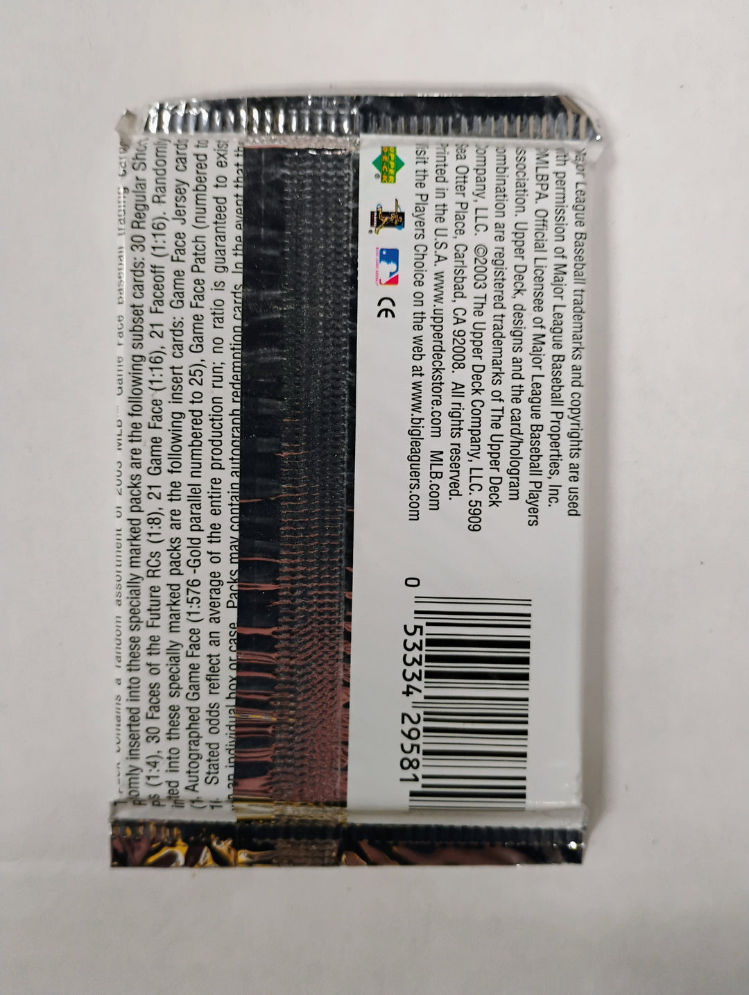 2003 Upper Deck Game Face MLB Sealed Pack