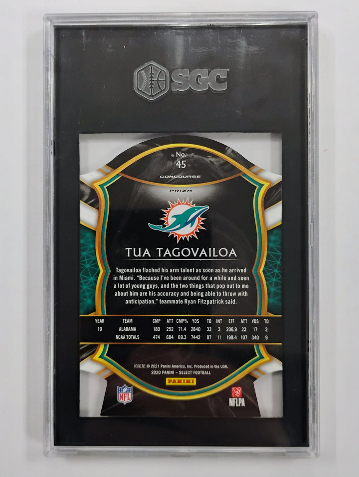 2020 Select Football Tua Tagovailoa #45 Blue Die-Cut Prizm Concourse SGC 9.5 MT+