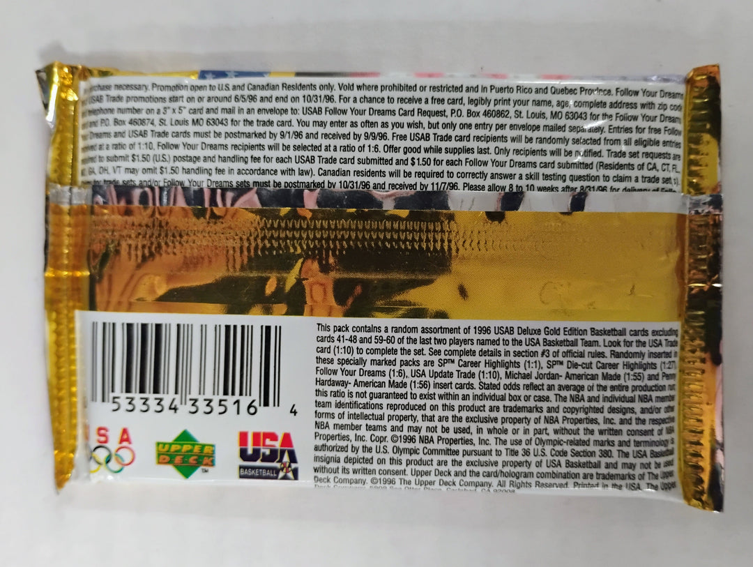 1996 Upper Deck Deluxe Gold Edition USA Basketball Sealed Pack