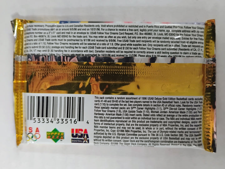 1996 Upper Deck Deluxe Gold Edition USA Basketball Sealed Pack
