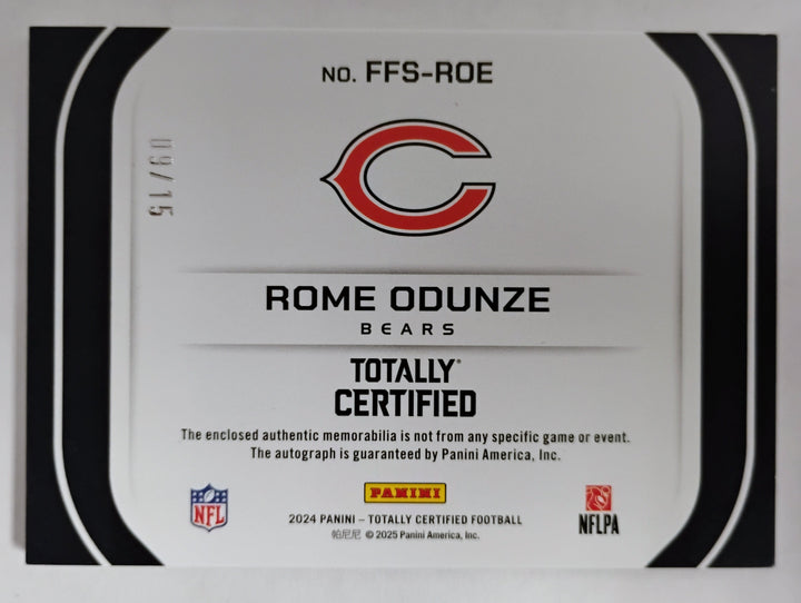 2024-25 Panini Totally Certified Football Rome Odunze RC Auto/Relic # FFS-ROE