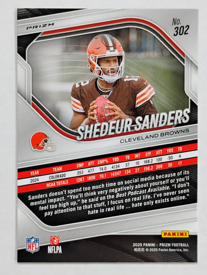 2025 Panini Prizm Football Shedeur Sanders Disco Prizm Rookie #302