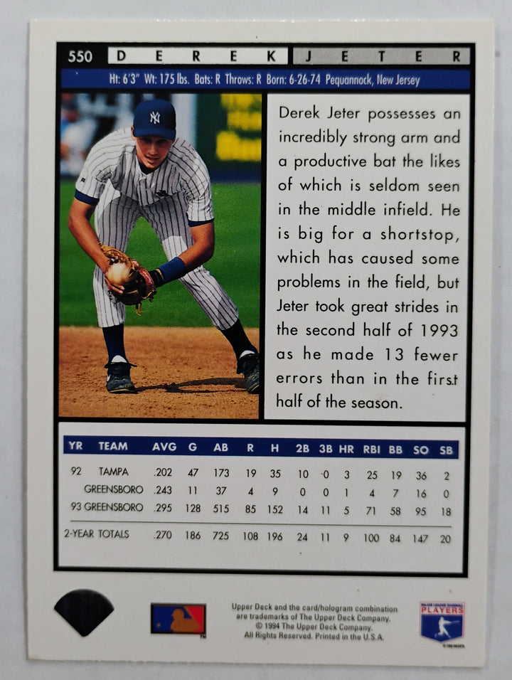 1994 Upper Deck Baseball Derek Jeter #550 Electric Diamond