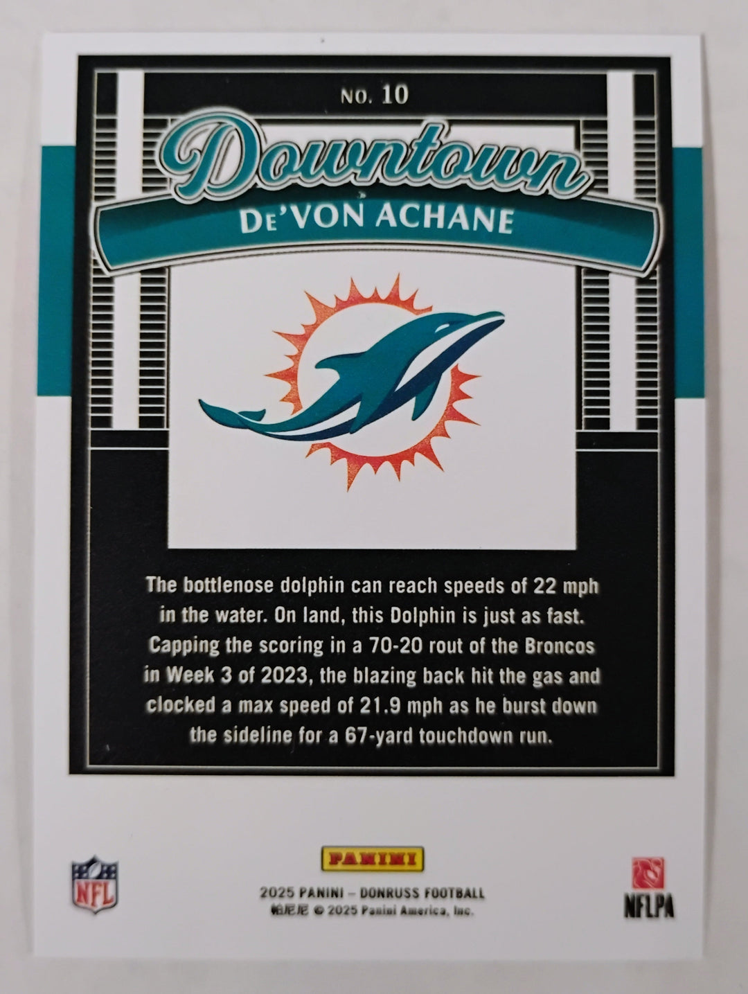 2025 Donruss Football De'Von Achane Downtown #10 EX-MT