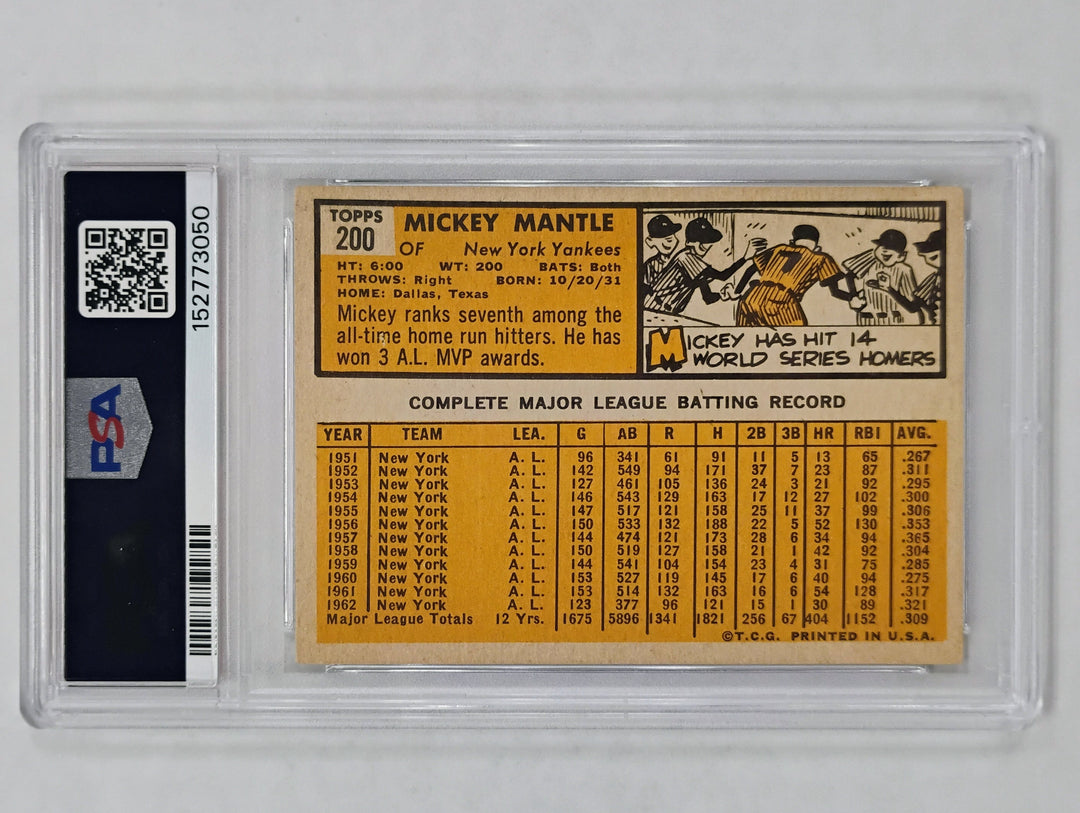 1963 Topps Baseball Mickey Mantle #200 PSA 4 VG-EX