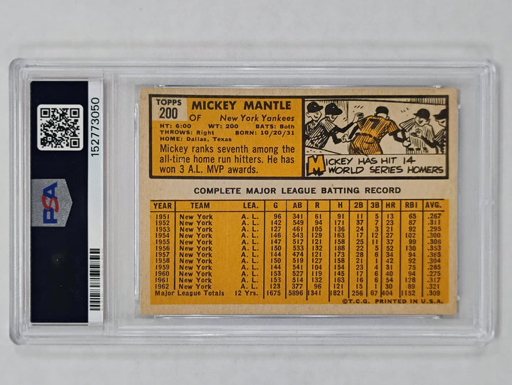 1963 Topps Baseball Mickey Mantle #200 PSA 4 VG-EX
