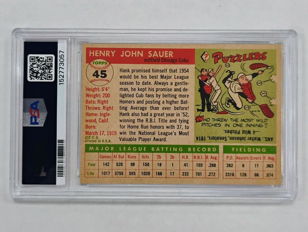 1955 Topps Baseball Hank Sauer #45 PSA 6 EX-MT