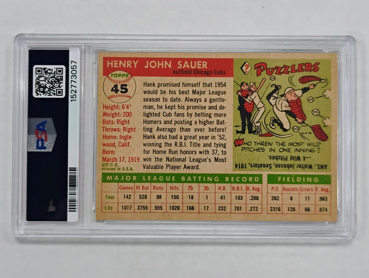 1955 Topps Baseball Hank Sauer #45 PSA 6 EX-MT