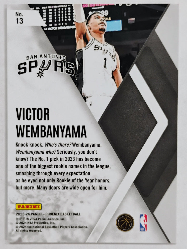 2023-24 Panini Phoenix Basketball Victor Wembanyama RC #13 Blue Ice Instant Phenom