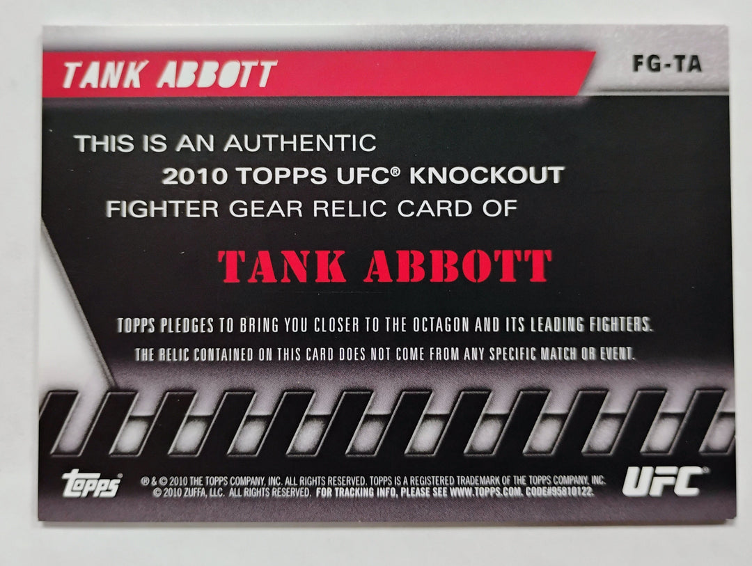 2010 Topps UFC Tank Abbott Knockout Fighter Gear Relic Rookie Card #FG-TA  /188