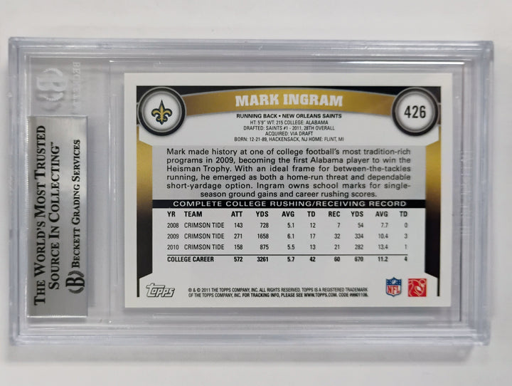 2011 Topps Football Mark Ingram #426C Ball In Both Hands Factory Set Only BGS 8.5