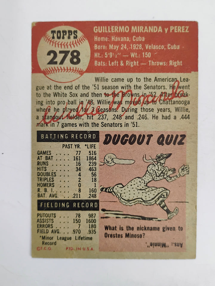 1953 Topps Willie Miranda RC